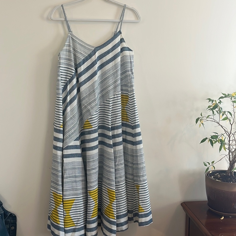 Plenty‎ by Tracy Reese Cotton Dress Geometric Oversized Summer XS Anthro Midi